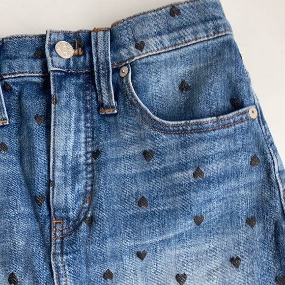 Madewell stretch denim straight mini skirt black heart print edition - Picture 8 of 15